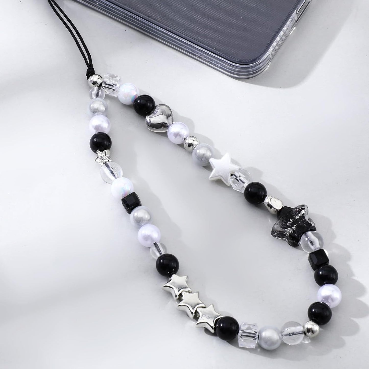 Beaded Camera Hand Strap, Cool Black Star Phone Lanyard Wrist Cute Bag Charm Digital Camera Wrist Strap for V1258-DP02-A-542