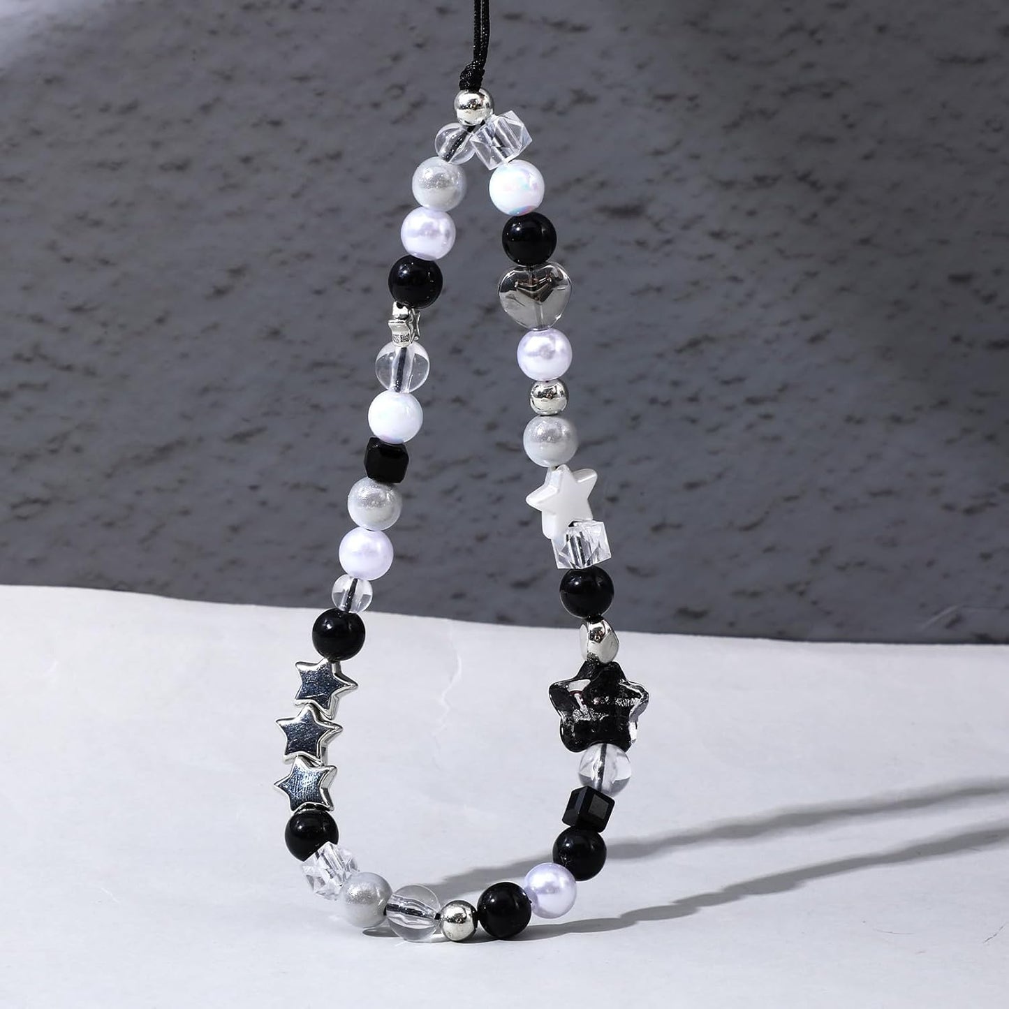 Beaded Camera Hand Strap, Cool Black Star Phone Lanyard Wrist Cute Bag Charm Digital Camera Wrist Strap for V1258-DP02-A-542