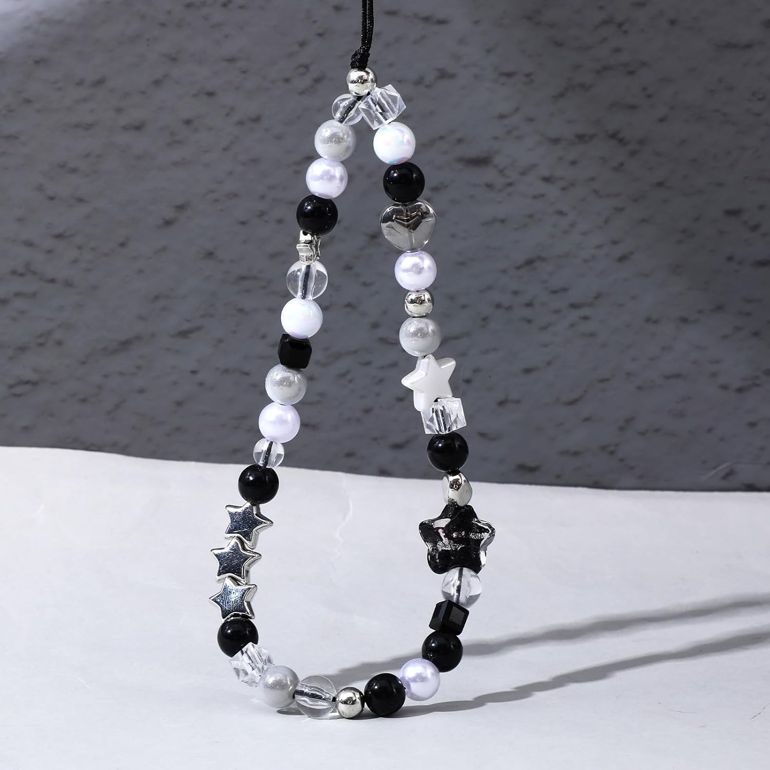 Beaded Camera Hand Strap, Cool Black Star Phone Lanyard Wrist Cute Bag Charm Digital Camera Wrist Strap for V1258-DP02-A-542