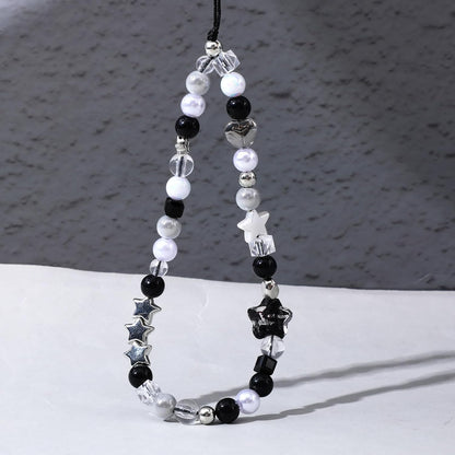 Beaded Camera Hand Strap, Cool Black Star Phone Lanyard Wrist Cute Bag Charm Digital Camera Wrist Strap for V1258-DP02-A-542