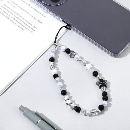 Beaded Camera Hand Strap, Cool Black Star Phone Lanyard Wrist Cute Bag Charm Digital Camera Wrist Strap for V1258-DP02-A-542