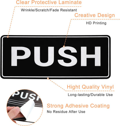 6Pack Push Pull Door Stickers,Adhesive Push and Pull Signs Stickers for Glass Doors and Other Side Doors in V1258-DP02-A-543