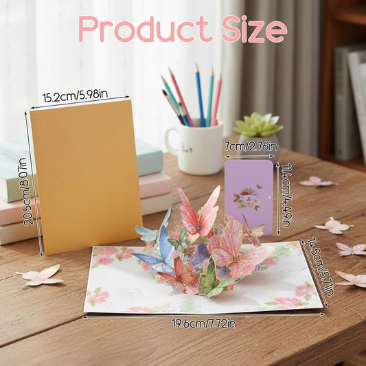 Butterfly Pop up Birthday Cards for Women, Pink Butterfly Waltz 3D Greeting Card for Birthday Anniversary V1258-DP02-A-544