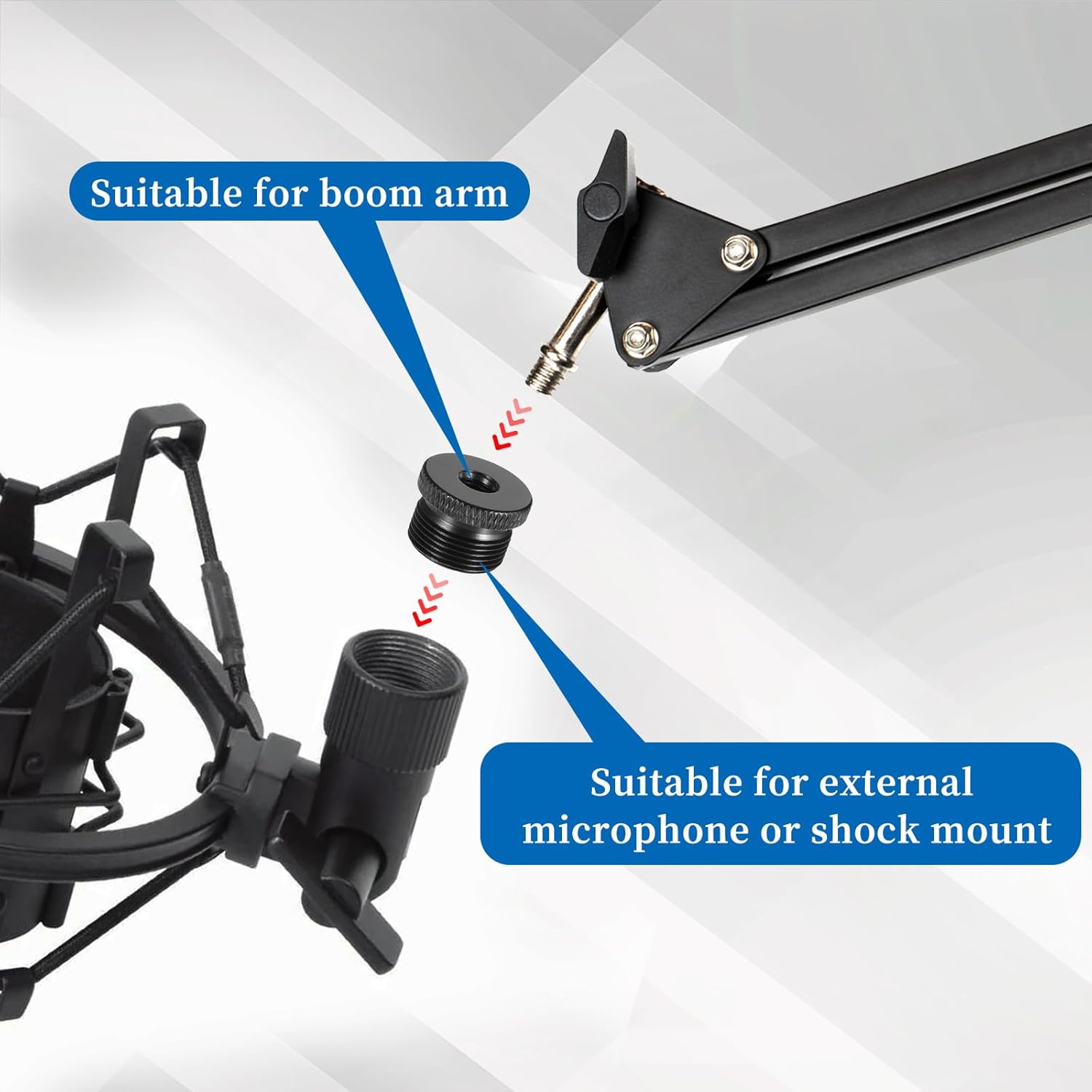 4 Pcs Mic Stand Adapter Microphone Stand Adapter 1/4 Female to 5/8 Male Screw Adapter Thread Tripod Screw V1258-DP02-A-557