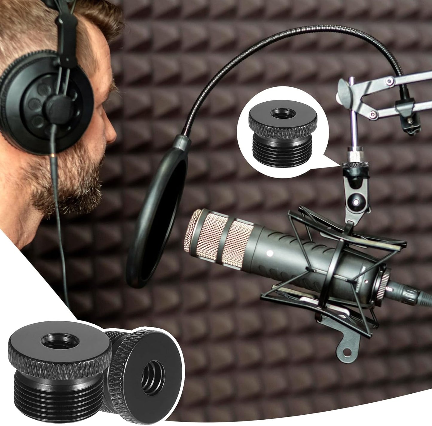 4 Pcs Mic Stand Adapter Microphone Stand Adapter 1/4 Female to 5/8 Male Screw Adapter Thread Tripod Screw V1258-DP02-A-557