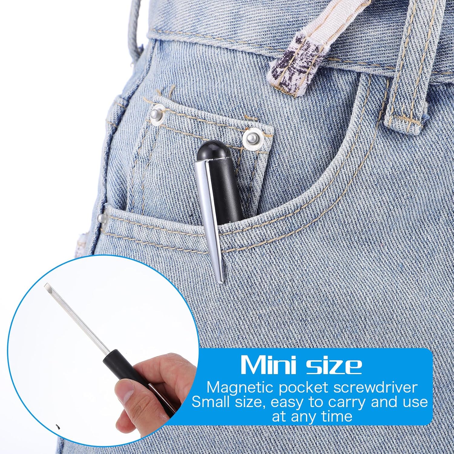 2 PCS Mini Pocket Screwdriver with Magnetic Slotted Tips Reversible Double Ended Bit - Phillips and Flat Head V1258-DP02-A-561