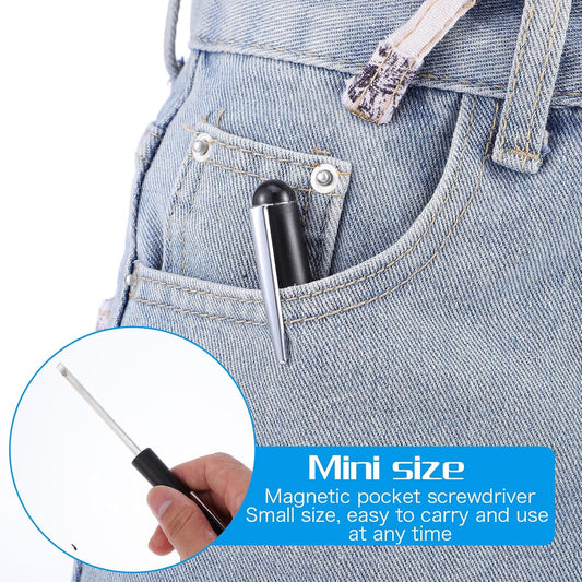 2 PCS Mini Pocket Screwdriver with Magnetic Slotted Tips Reversible Double Ended Bit - Phillips and Flat Head V1258-DP02-A-561