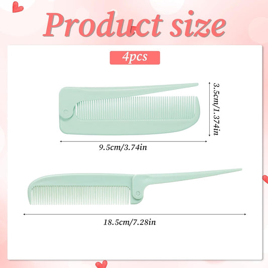 4 Pcs Rat Tail Folding Combs, Hair Parting Comb Travel Foldable Comb for Men & Women, Portable Small Mini V1258-DP02-A-562