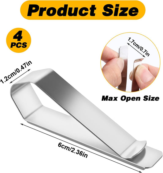 4 Pack Car Sun Visor Photo Clips, Stainless Steel Sun Visor Clips for Car with Adhesive Clip Mounting Kit for V1258-DP02-A-563
