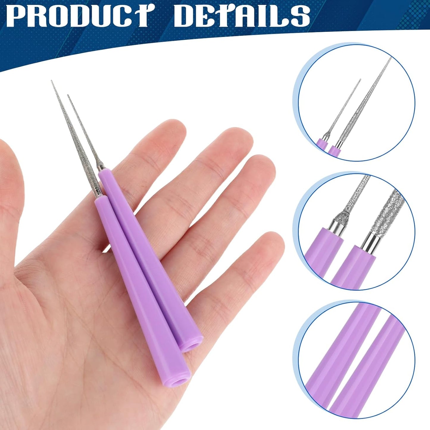 2 Piece Jewelry Making Bead Reamer Tool, Diamond Bead Reamer Tipped Hole Enlarger for Pearls & Beading V1258-DP02-A-564