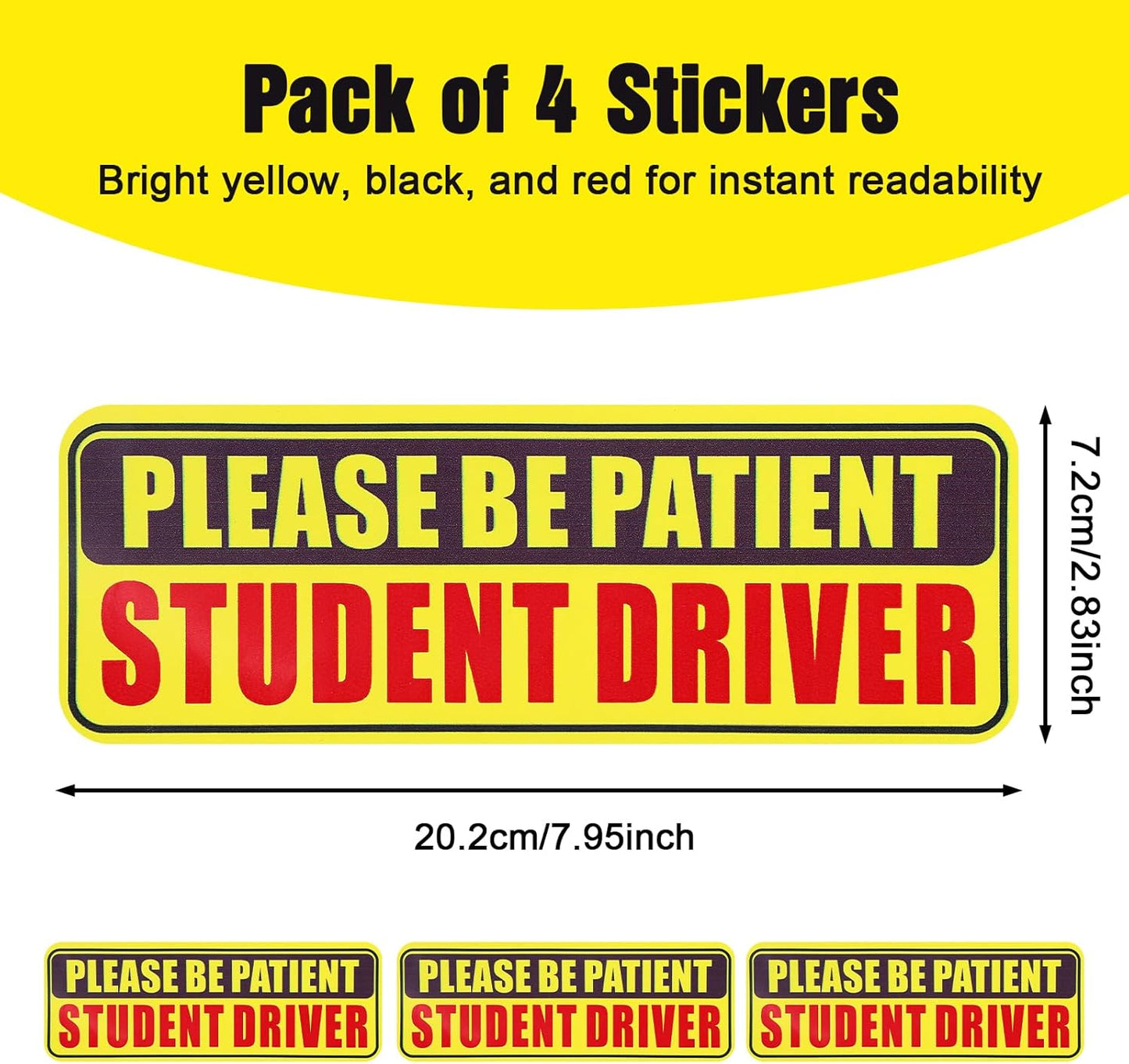 4PCS Student Driver Sticker for Car,Non-Magnetic Student Driver Bumper Sticker - Waterproof & Long Lasting V1258-DP02-A-570
