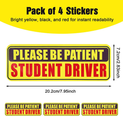 4PCS Student Driver Sticker for Car,Non-Magnetic Student Driver Bumper Sticker - Waterproof & Long Lasting V1258-DP02-A-570