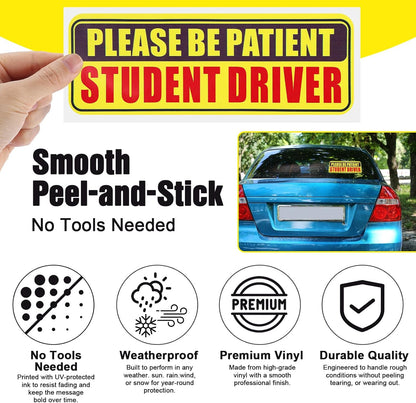 4PCS Student Driver Sticker for Car,Non-Magnetic Student Driver Bumper Sticker - Waterproof & Long Lasting V1258-DP02-A-570