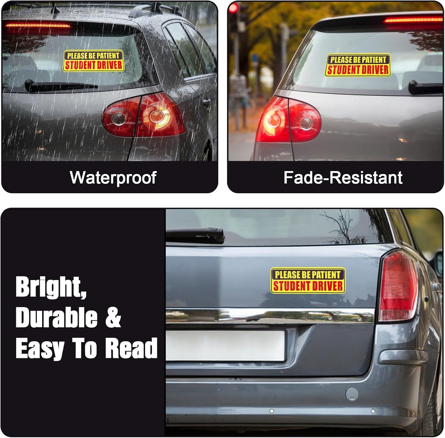 4PCS Student Driver Sticker for Car,Non-Magnetic Student Driver Bumper Sticker - Waterproof & Long Lasting V1258-DP02-A-570