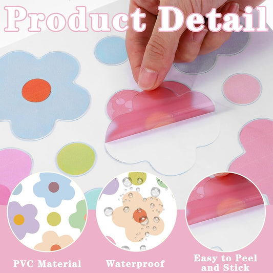 4 Sheets Flower Bike Stickers, Waterproof Wall Decals Colorful Daisy Cute Y2k Stickers for Home Car V1258-DP02-A-571