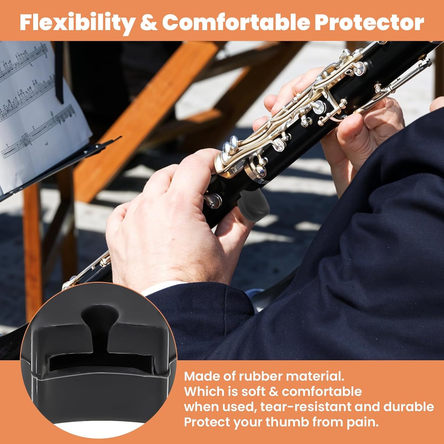 5PCS Clarinet Thumb Rest Cushion Soft Silicone Clarinets Oboe Thumb Rest Cushion Protector Thumbs Protector V1258-DP02-A-572
