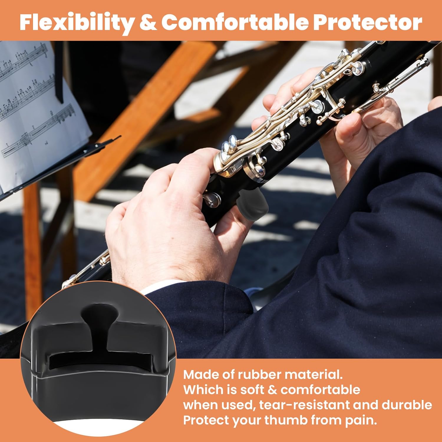 5PCS Clarinet Thumb Rest Cushion Soft Silicone Clarinets Oboe Thumb Rest Cushion Protector Thumbs Protector V1258-DP02-A-572