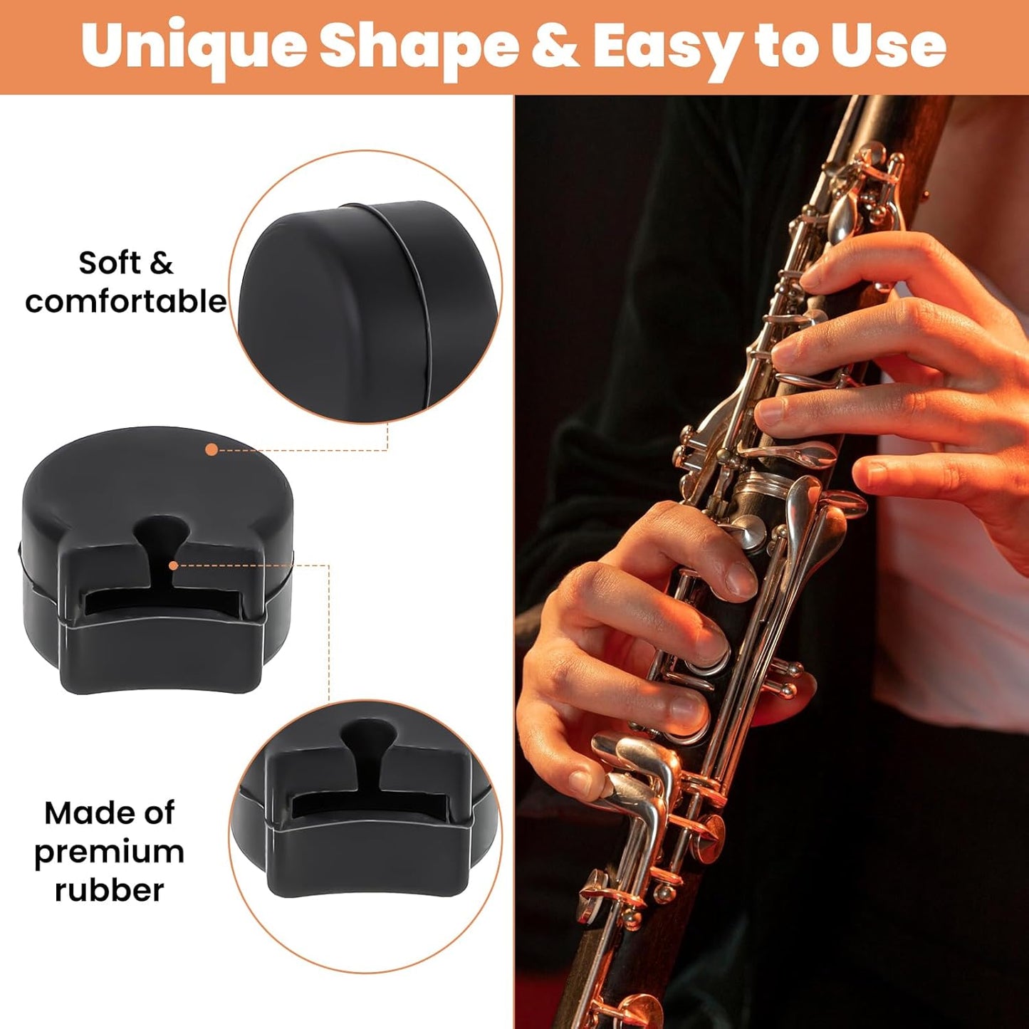 5PCS Clarinet Thumb Rest Cushion Soft Silicone Clarinets Oboe Thumb Rest Cushion Protector Thumbs Protector V1258-DP02-A-572