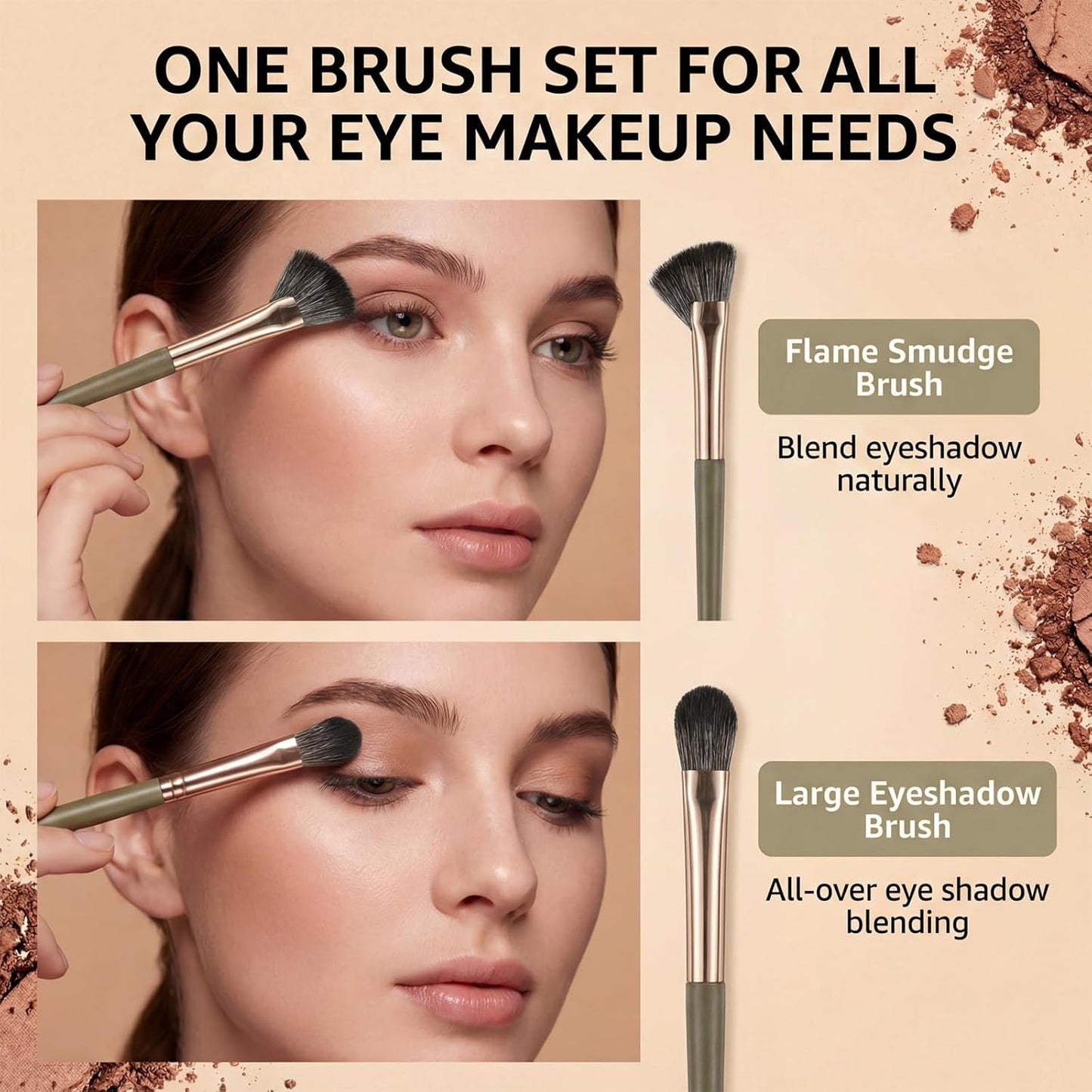 Eye Makeup Brush Set, 5 Pcs Eye Shadow Brushes Set Professional Eyeshadow Makeup Blending Brushes with V1258-DP02-A-582