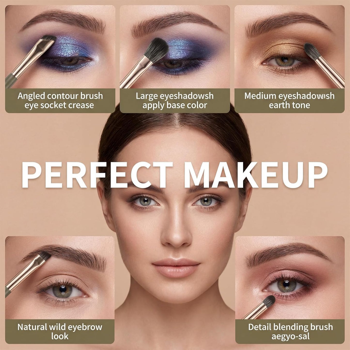 Eye Makeup Brush Set, 5 Pcs Eye Shadow Brushes Set Professional Eyeshadow Makeup Blending Brushes with V1258-DP02-A-582