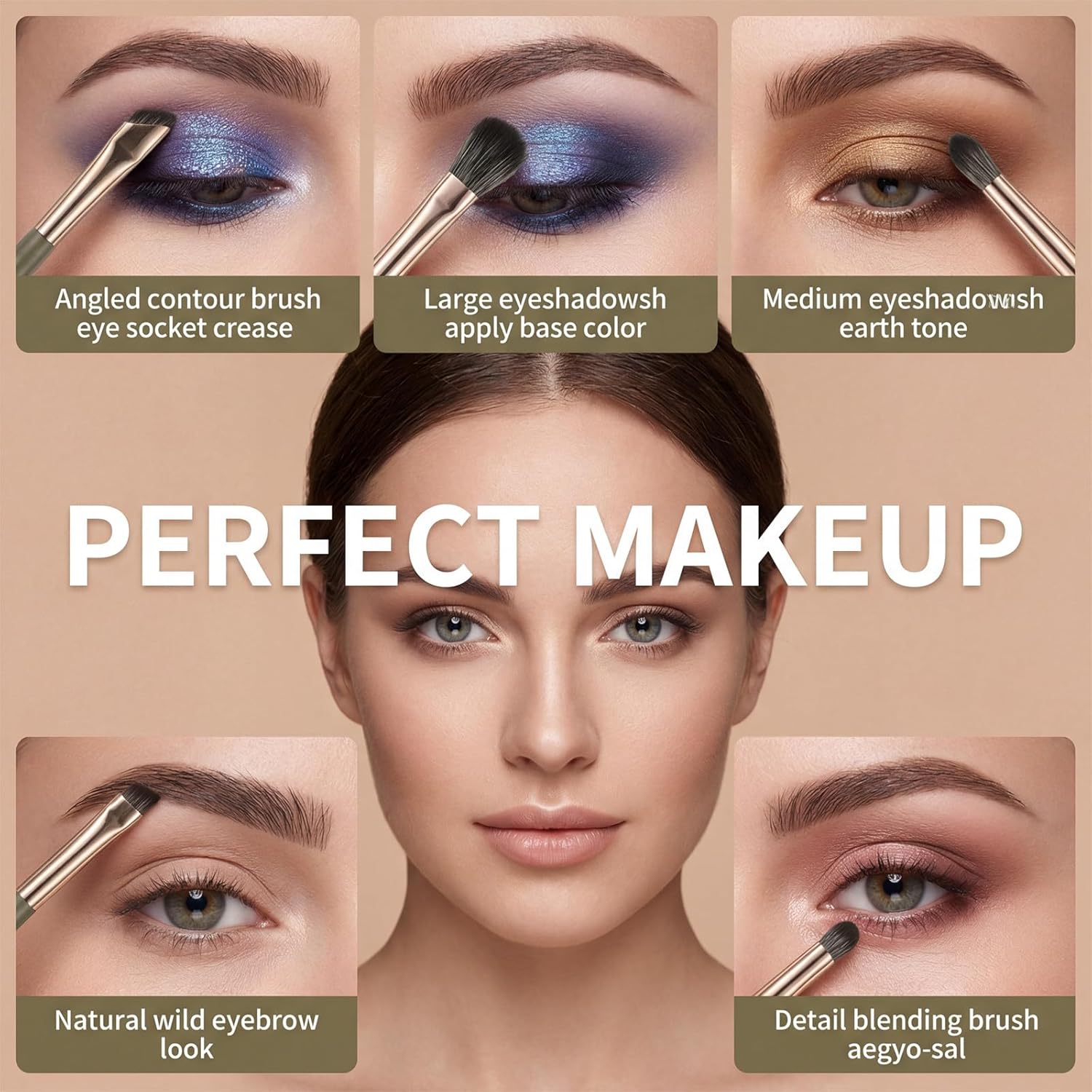 Eye Makeup Brush Set, 5 Pcs Eye Shadow Brushes Set Professional Eyeshadow Makeup Blending Brushes with V1258-DP02-A-582