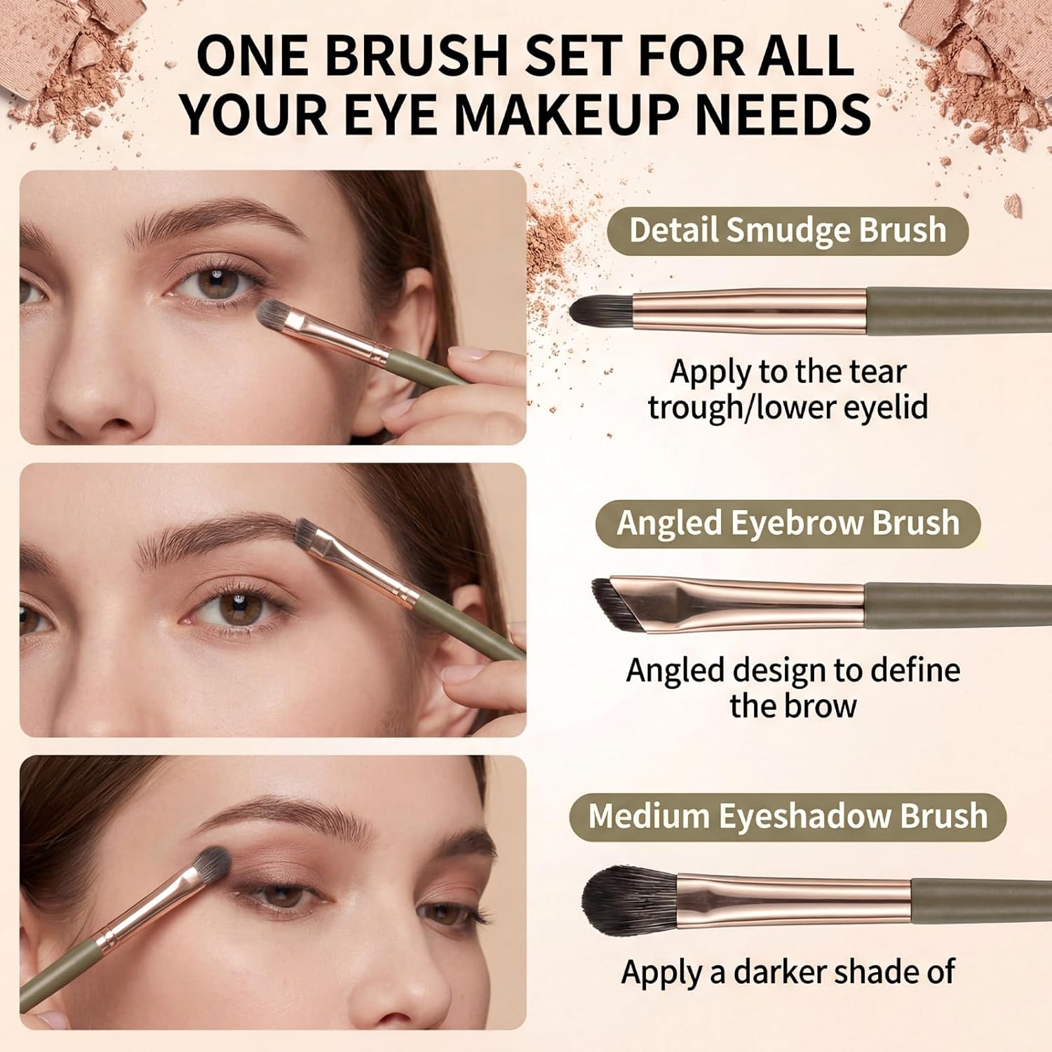 Eye Makeup Brush Set, 5 Pcs Eye Shadow Brushes Set Professional Eyeshadow Makeup Blending Brushes with V1258-DP02-A-582