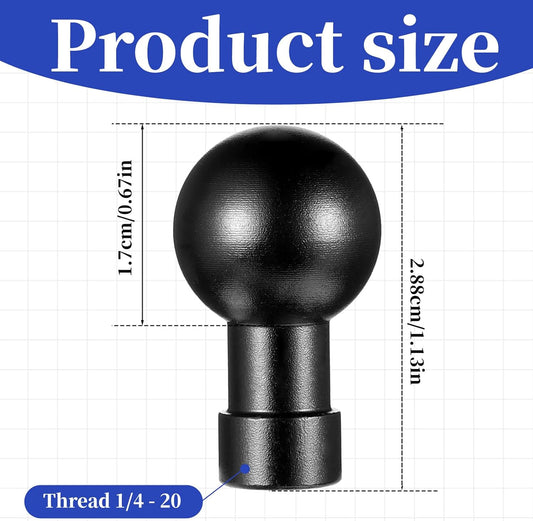 Vin Beauty 17mm Ball Head Mount Aluminum 1/4"-20 Screw Male/Female Adapter for Action Camera Phone Helmet V1258-DP02-A-585