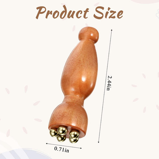 Mini Face Ice Roller, Sandalwood Facial Massage Tool, Eye Ice Roller 5 Copper Beads for Face and Eyes, Travel V1258-DP02-A-588