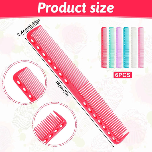 6 Pcs Barber Comb 7" Carbon Hair Cutting Combs Styling Anti Static and Heat Resistant Fine Tooth Comb All V1258-DP02-A-590