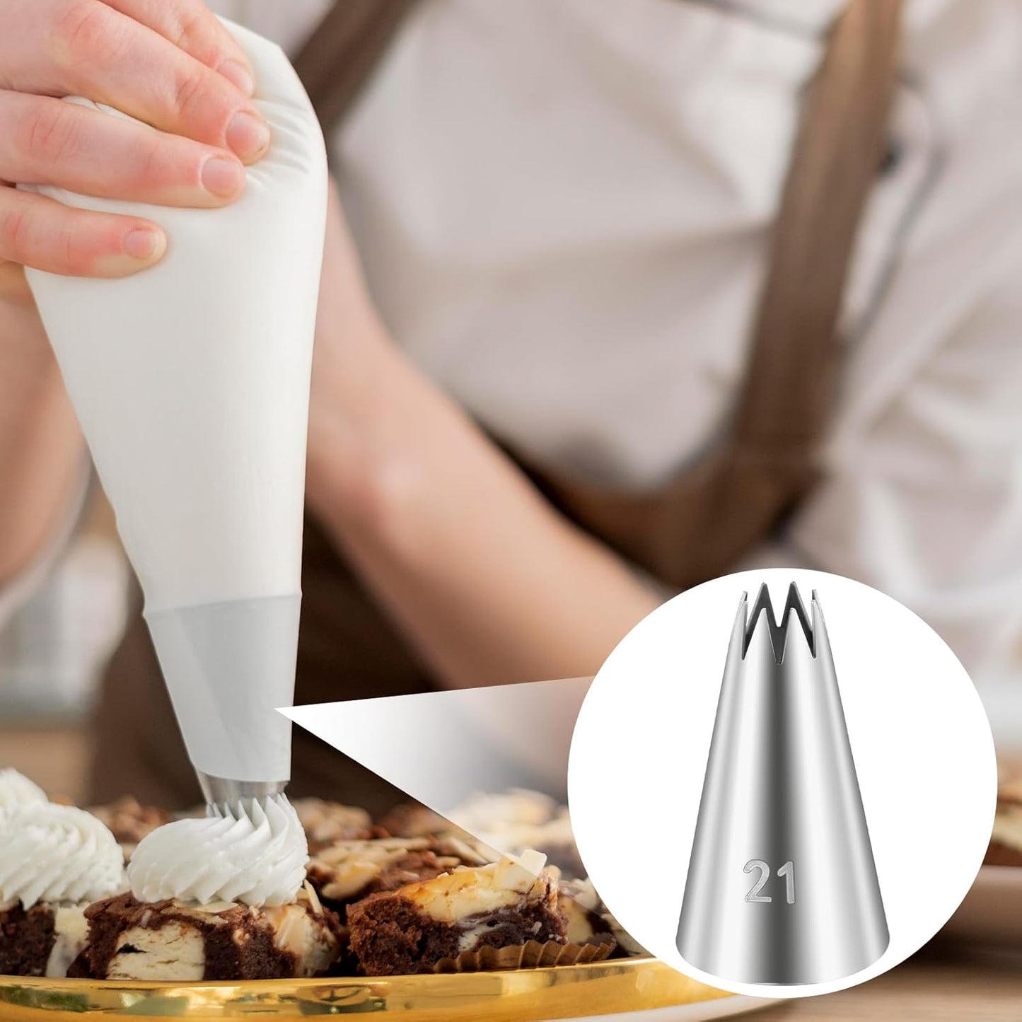 3 Pcs Open Star Cake Decorating Tip #21, Icing Piping Tip for Frosting, Open Star Icing Tips for Cake V1258-DP02-A-592