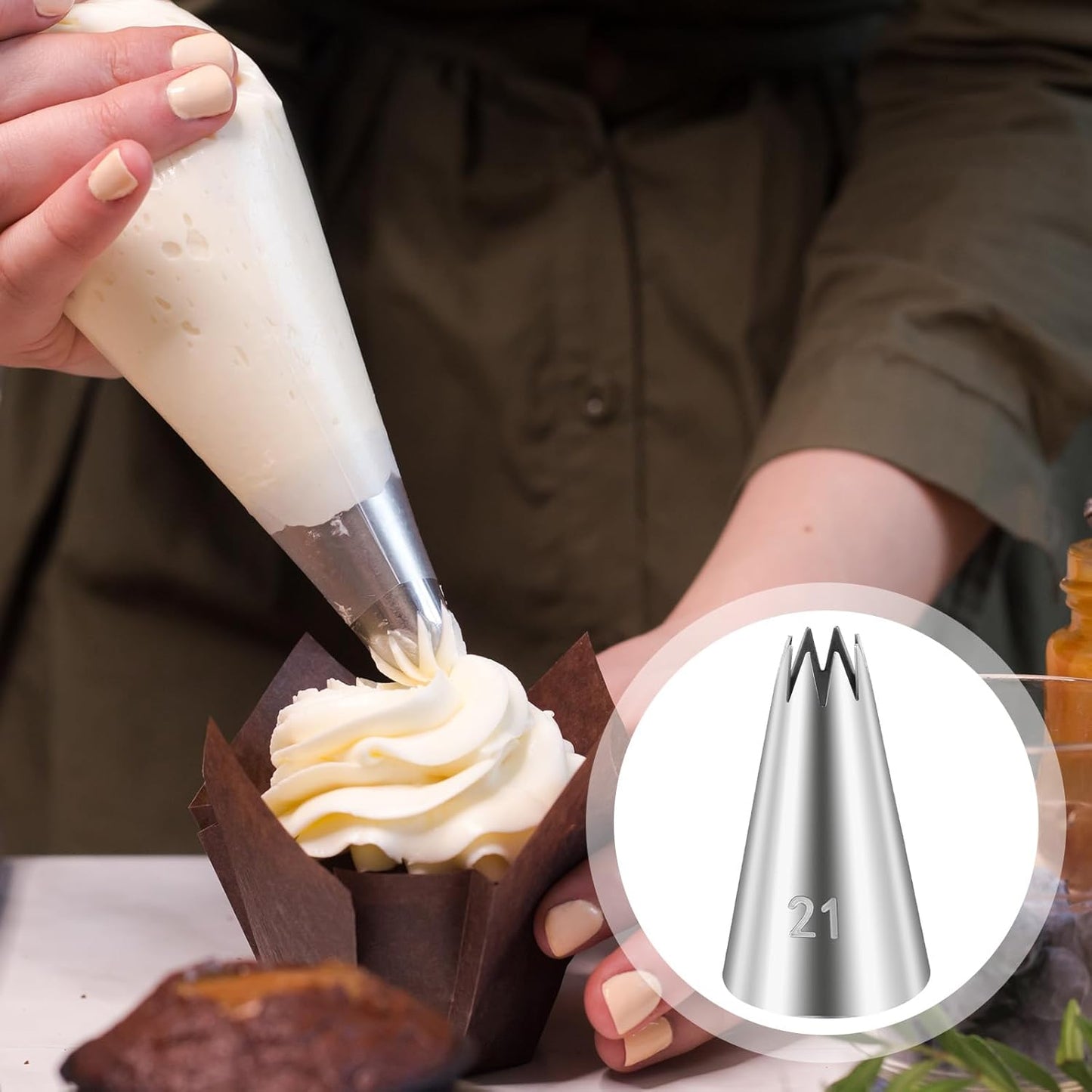 3 Pcs Open Star Cake Decorating Tip #21, Icing Piping Tip for Frosting, Open Star Icing Tips for Cake V1258-DP02-A-592