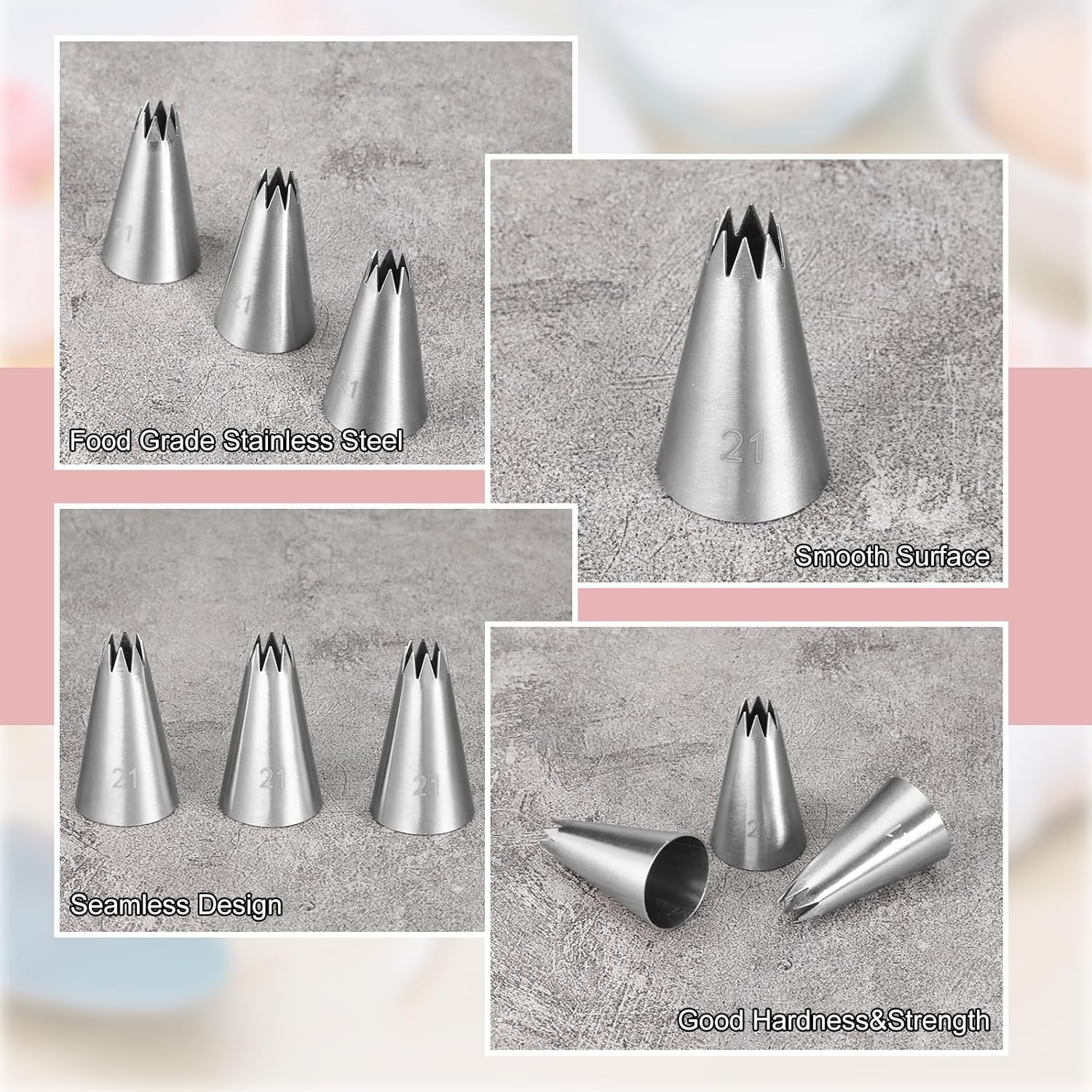 3 Pcs Open Star Cake Decorating Tip #21, Icing Piping Tip for Frosting, Open Star Icing Tips for Cake V1258-DP02-A-592