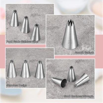 3 Pcs Open Star Cake Decorating Tip #21, Icing Piping Tip for Frosting, Open Star Icing Tips for Cake V1258-DP02-A-592