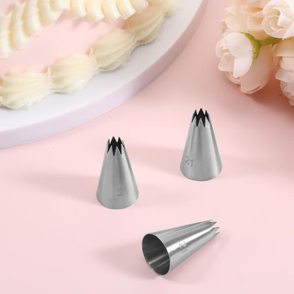 3 Pcs Open Star Cake Decorating Tip #21, Icing Piping Tip for Frosting, Open Star Icing Tips for Cake V1258-DP02-A-592