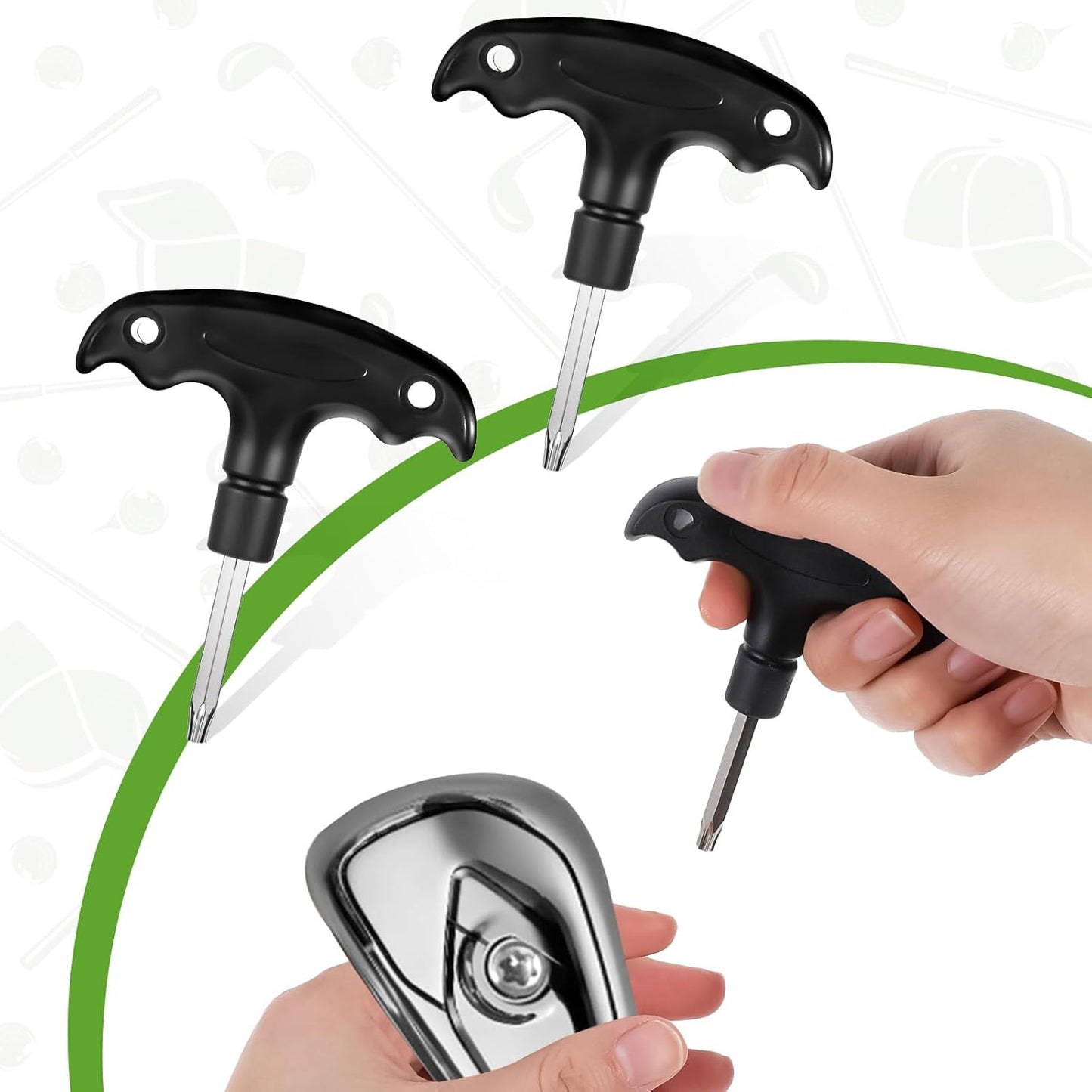 2 Pcs Golf Wrench, Adjustable Golf Tool with Plastic Handle, Stainless Steel Golf Driver Tool, Golf Driver V1258-DP02-A-598