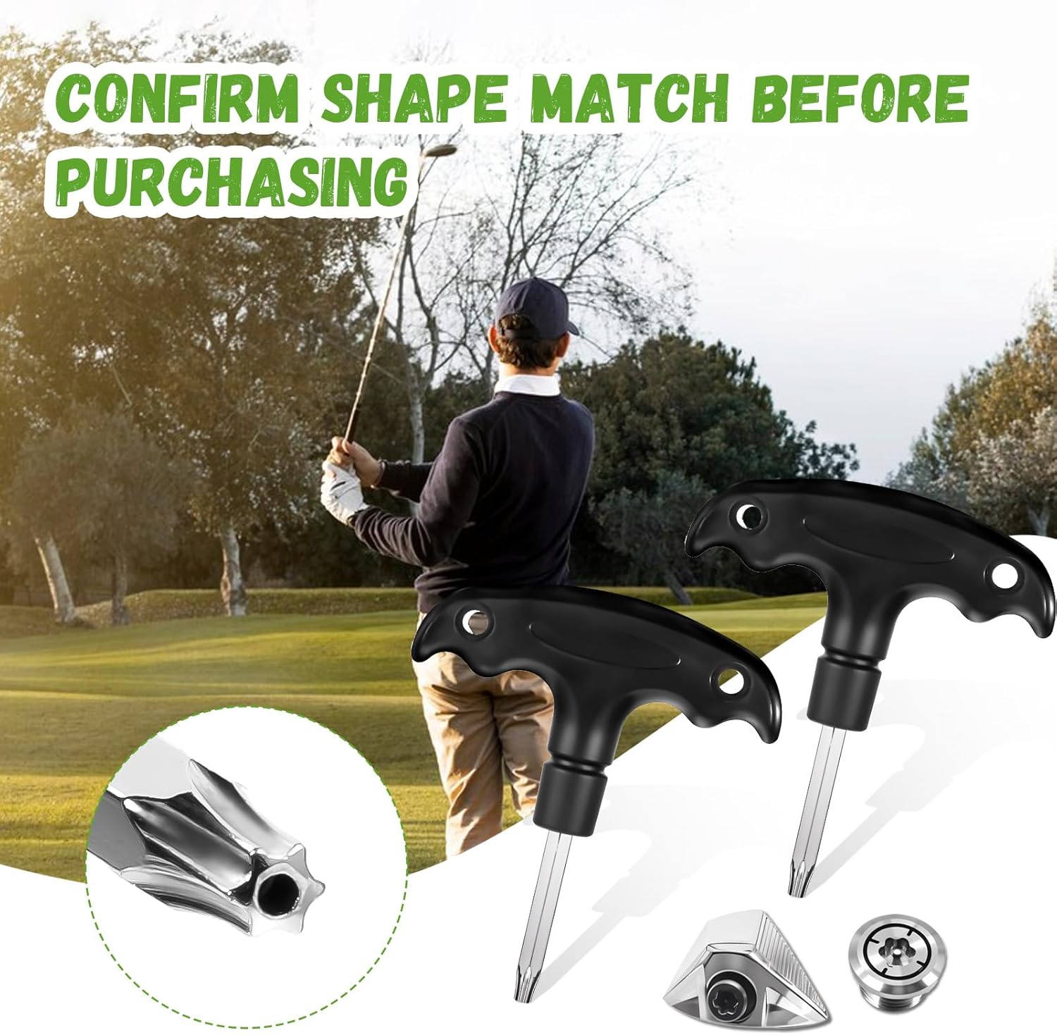 2 Pcs Golf Wrench, Adjustable Golf Tool with Plastic Handle, Stainless Steel Golf Driver Tool, Golf Driver V1258-DP02-A-598