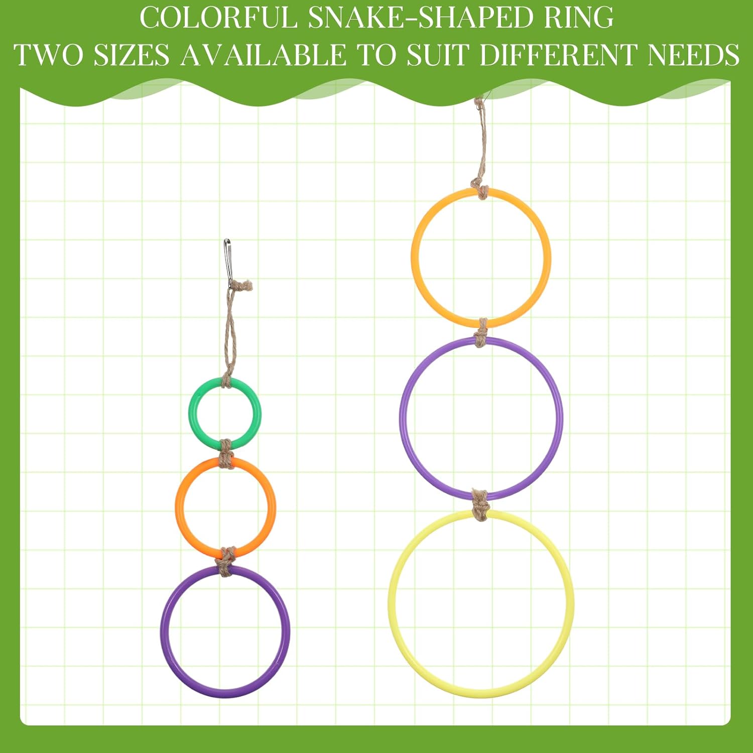 2 Pcs Snake Climbing Rings Snake Enrichment Toys for Ball Python Ball Python Tank Accessories, Reptile V1258-DP02-A-604