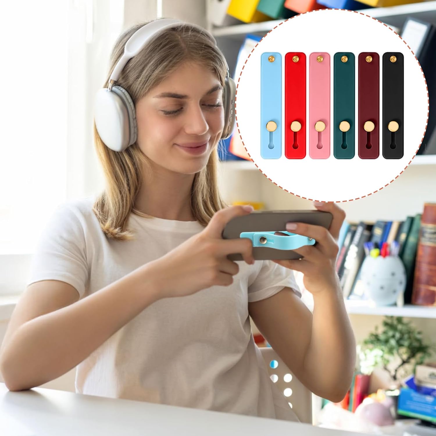 6Pcs Finger Loop Phone Grip Phone Finger Holder Universal Cell Phones Strap Grip Holder Telescopic Phones V1258-DP02-A-606