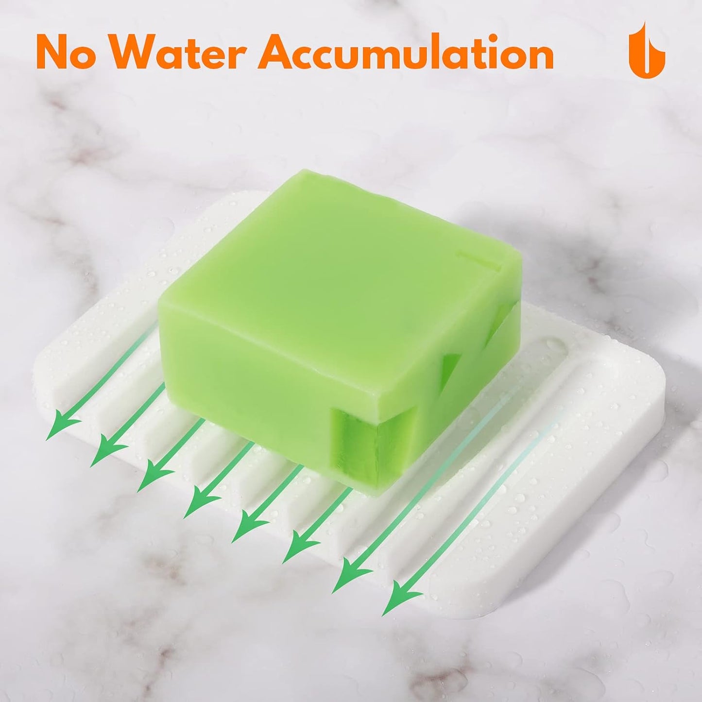 Soap Dish Shower Waterfall Soap Tray Holder for Bathroom, Kitchen, Counter Top, Flexible Silicone, Keep Soap V1258-DP02-A-61