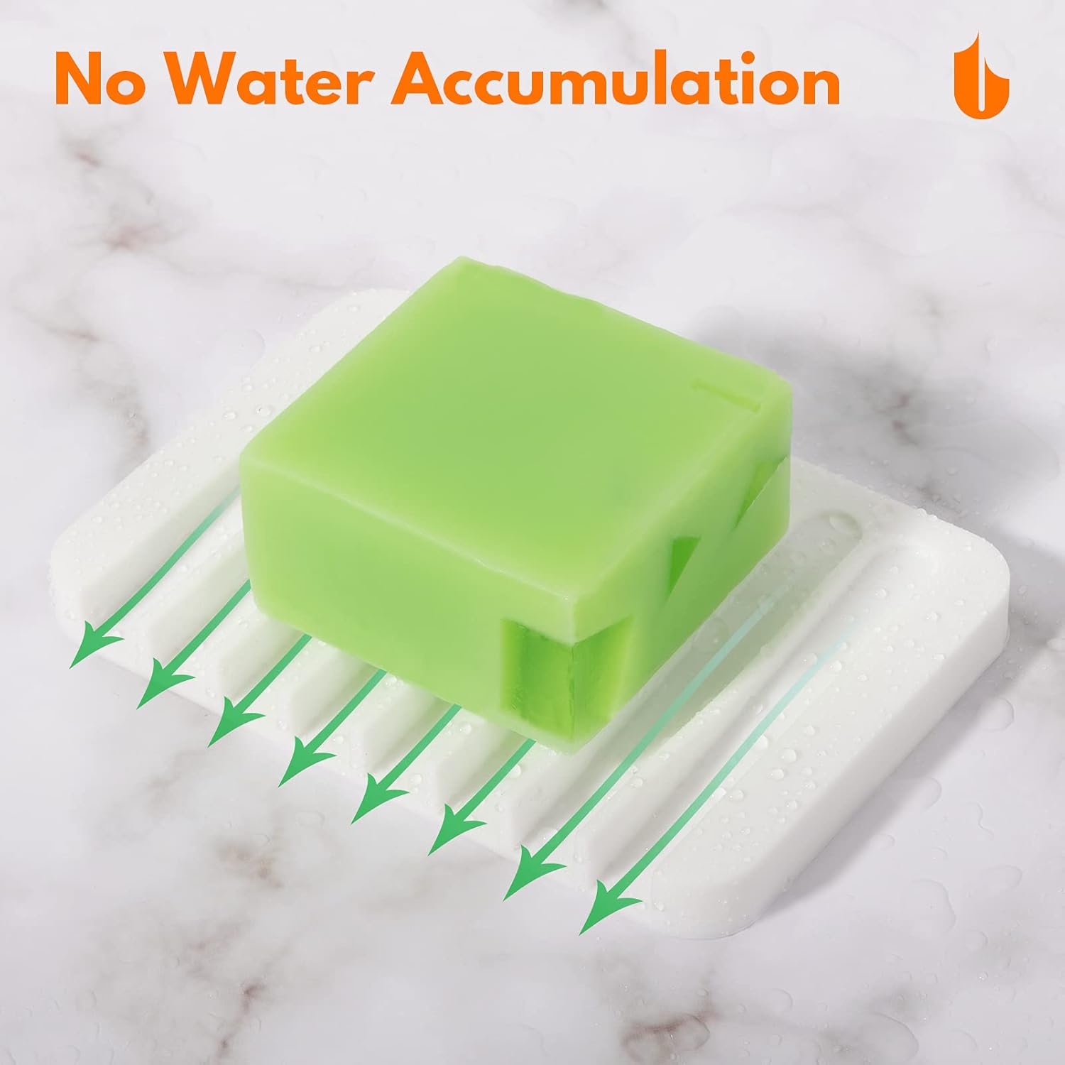 Soap Dish Shower Waterfall Soap Tray Holder for Bathroom, Kitchen, Counter Top, Flexible Silicone, Keep Soap V1258-DP02-A-61