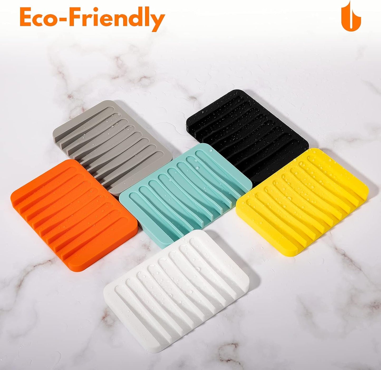 Soap Dish Shower Waterfall Soap Tray Holder for Bathroom, Kitchen, Counter Top, Flexible Silicone, Keep Soap V1258-DP02-A-61