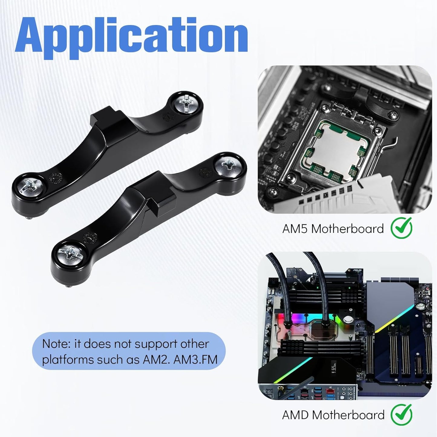 4 PCS AM5 CPU Bracket AM5 Motherboard CPU Cooler Fan Bracket, Desktop Computer Fan Retainer with Screws Black V1258-DP02-A-612