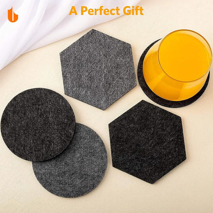 4 PCS Coasters, Eco-Friendly 100% Biodegradable Absorbent Felt Coasters for Drinks Bar Home, 4 Inch (Black V1258-DP02-A-62