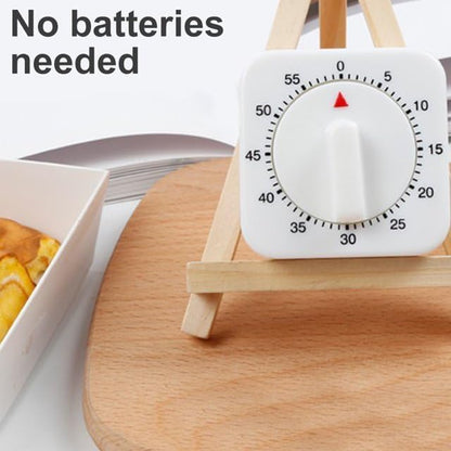 White Timer Clock Square 60-Minute Mechanical Kitchen Timer Wind up Visual Cooking Clock with Loud Alarm No V1258-DP02-A-628