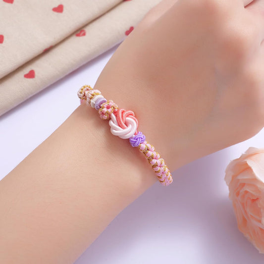 Kvekstio To My Granddaughter Blossom Knot Bracelet, Always Be Brave And Be Strong Adjustable Braided V1258-DP02-A-633