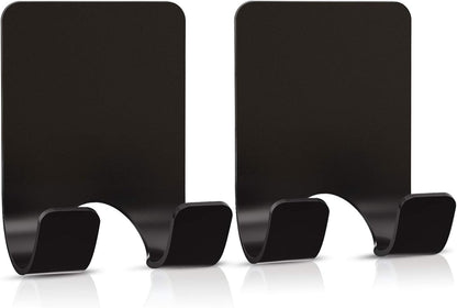 Shower Wall Razor Holder, Metal Adhesive Razor Hooks for His and Hers, Waterproof, Black, 2 Pcs V1258-DP02-A-64