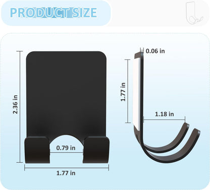 Shower Wall Razor Holder, Metal Adhesive Razor Hooks for His and Hers, Waterproof, Black, 2 Pcs V1258-DP02-A-64