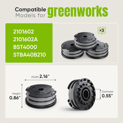 Weed Wacker String Compatible with Greenworks, Dual String Trimmer Replacement Spool for Greenworks Weed V1258-DP02-A-641
