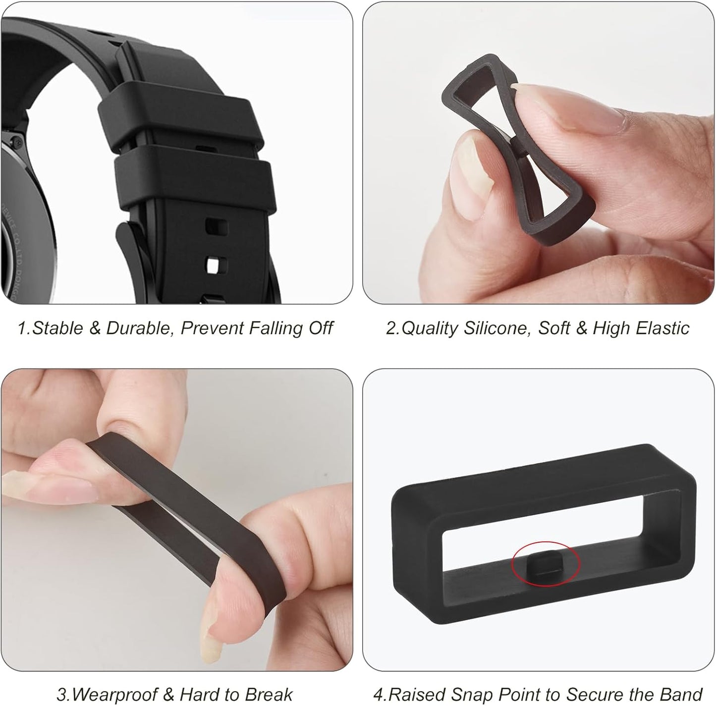 6Pcs Watch Band Loops Watch Strap Holder Loop Black Watch Band Strap Loops Watch Strap Keeper Holder Retainer V1258-DP02-A-655