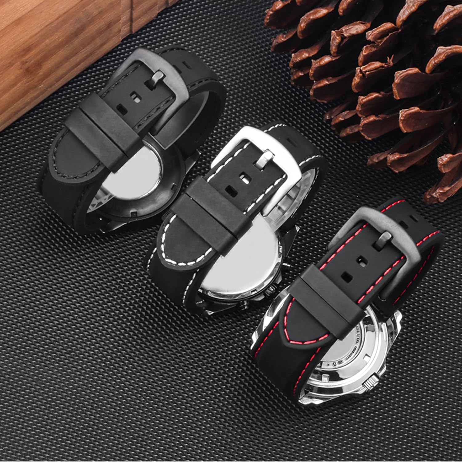 6Pcs Watch Band Loops Watch Strap Holder Loop Black Watch Band Strap Loops Watch Strap Keeper Holder Retainer V1258-DP02-A-655